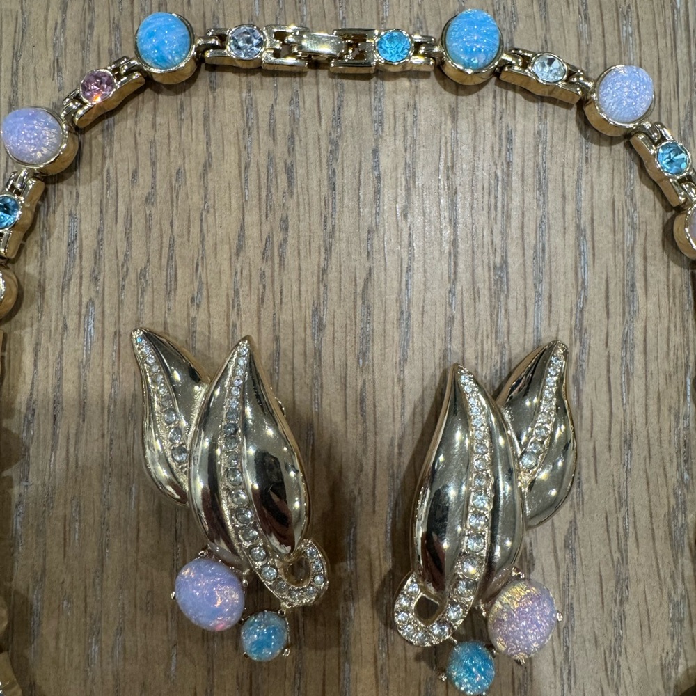 Givenchy Vintage Opal Gold and Multicolor Necklace and Earrings Set - Picture 4 of 4